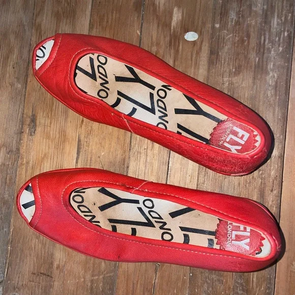 Fly London Red Wedge Shoes with Chunky Heel Staple Eclectic Bold Gently Used - Picture 11 of 14